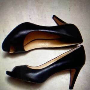 Cole Haan Black Peep-Toe Heels